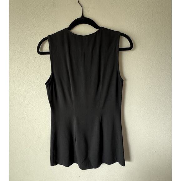 Vintage Shasha Collection Size Small 90s Black Button Front Sleevesless Vest - Picture 3 of 6